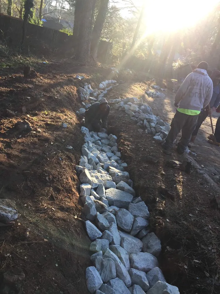 Custom residential landscaping with custom design in Riverdale, GA by N&J Home improvement repair contractor