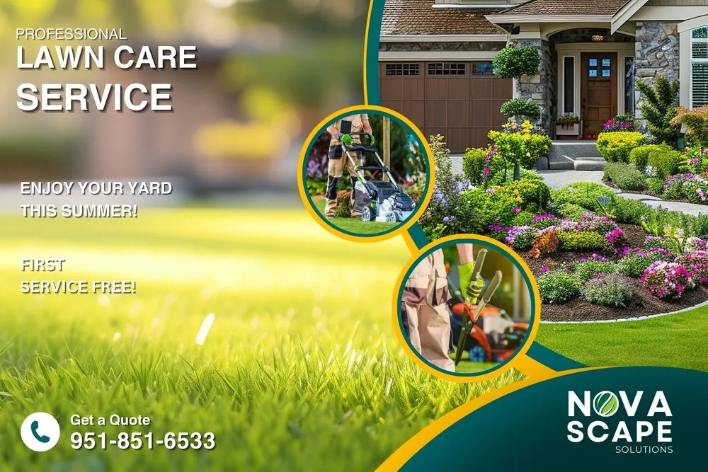 Professional outdoor landscaping with custom design in Hemet, CA by NovaScape Solutions