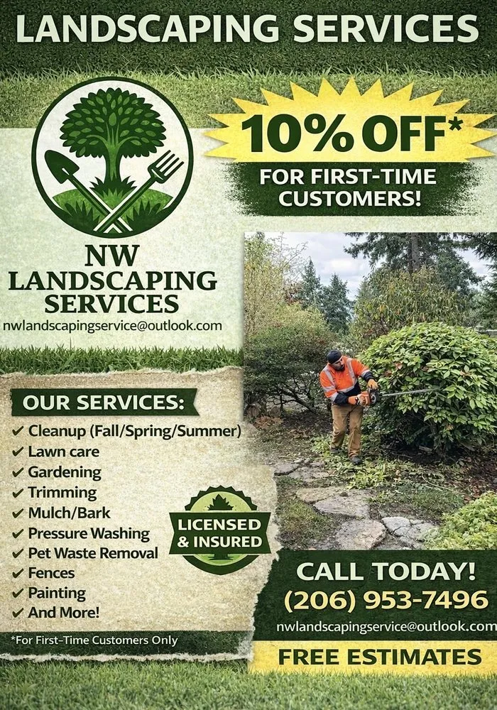 Top-rated lawn mowing service for residential properties in Lynnwood, WA by NW Landscaping Services