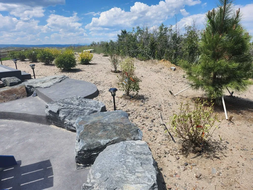 Custom landscape installation with custom design in Castle Rock, CO by Old Skool Outdoorz