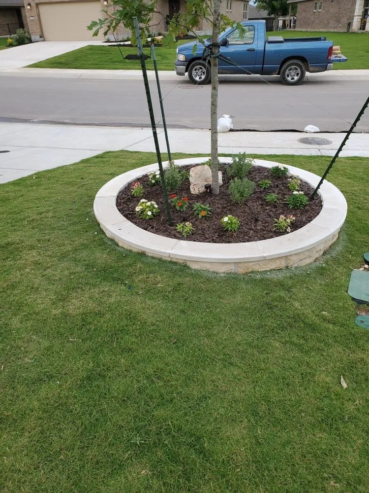 Custom residential landscaping in Leander, TX by Olvera Lawn Service