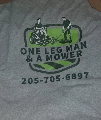 One Leg Man and A Mower Logo