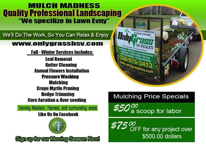 Reliable residential landscaping in Harvest, AL by Only Grass Turf Specialists