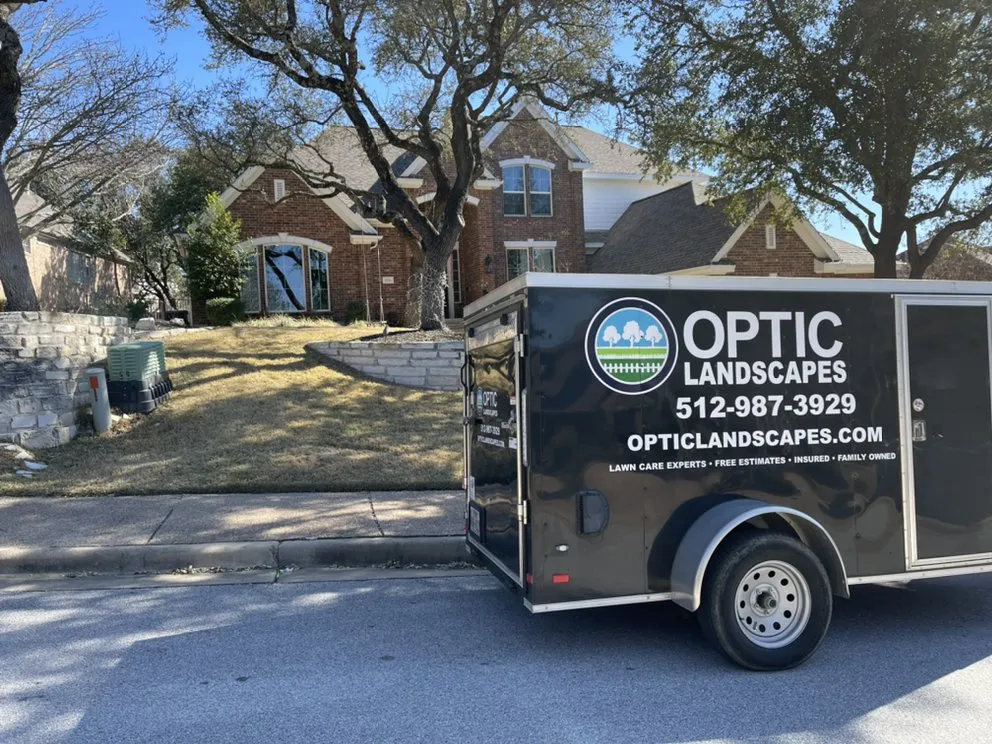 Custom yard cleanup service for year-round maintenance in Bee Cave, TX by Optic Landscapes