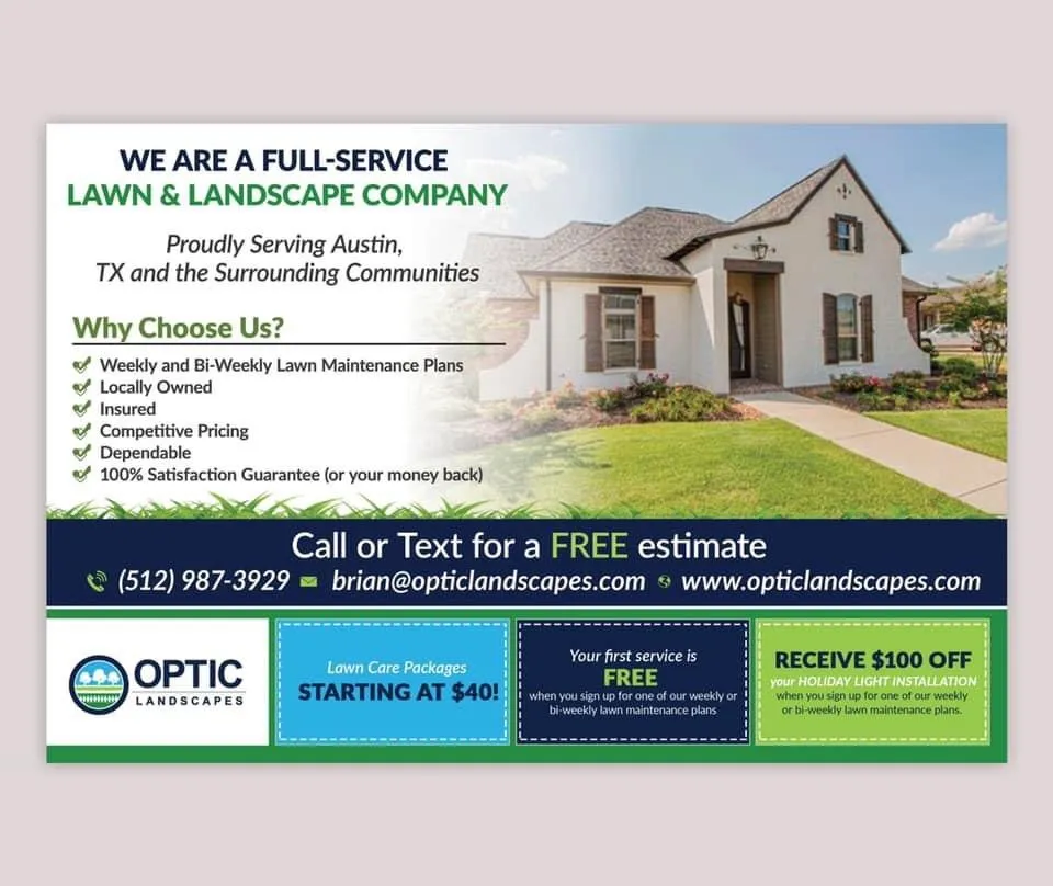 Expert lawn mowing service for residential properties in Bee Cave, TX by Optic Landscapes