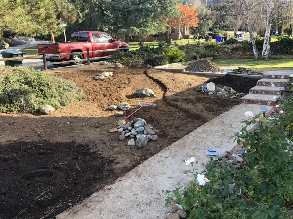 Professional garden landscaping in Yucaipa, CA by Over The Cliff Landscape