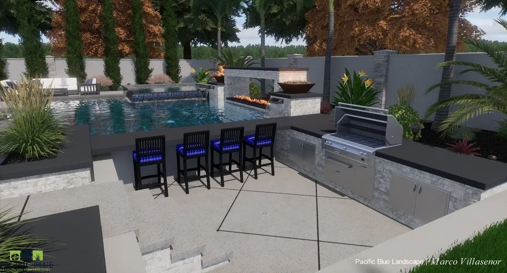 Custom landscape installation with custom design across Pleasant Hill, CA - Pacific Blue Landscape Contractors