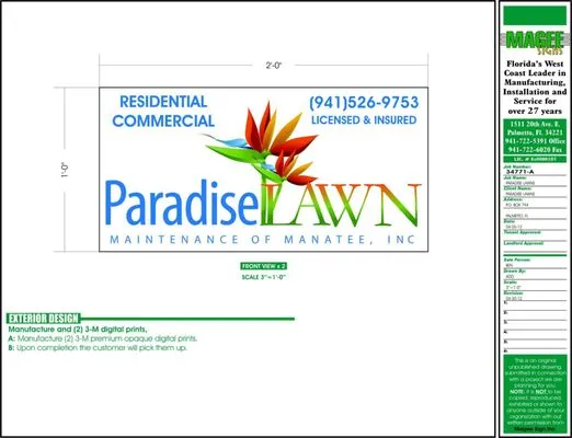 Paradise Lawn Maintenance of Manatee Logo