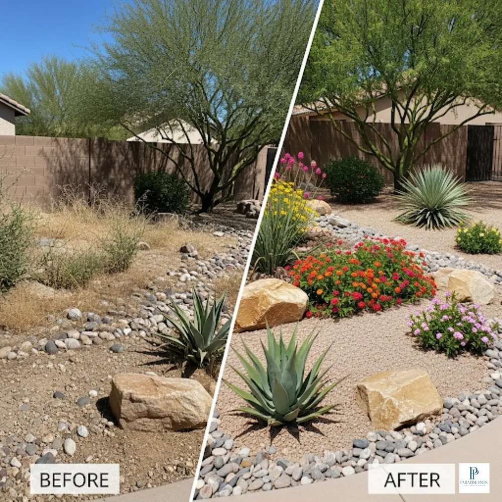 Professional landscape installation for residential properties in Glendale, AZ by Paradise Ponds & Garden