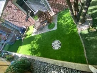 Professional landscape installation with custom design in Chicago, IL by Paw Turf Pros