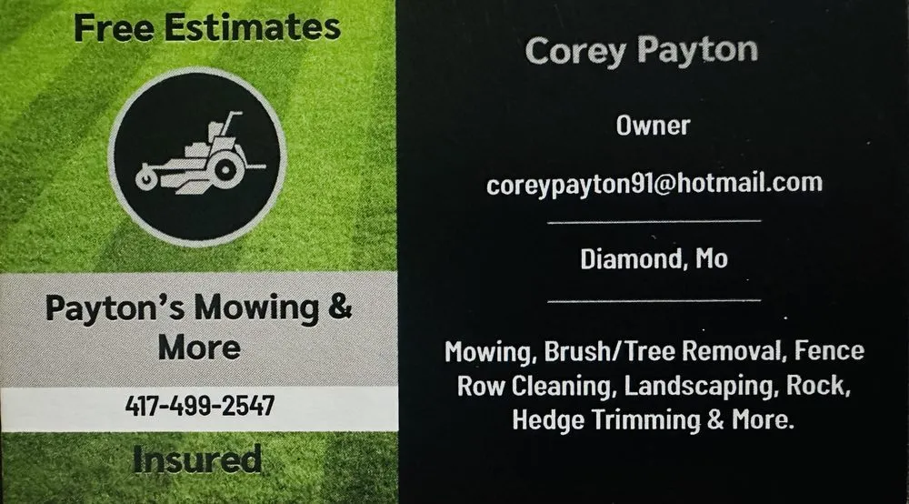 Local landscaping services in Diamond, MO - Payton’s Mowing & More
