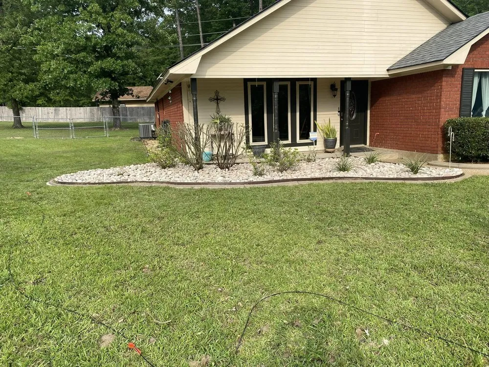 Affordable landscape installation with custom design in West Monroe, LA by Pellegrin Lawn Care