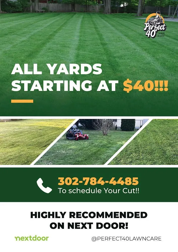 Professional lawn mowing service in Magnolia, DE - Perfect 40