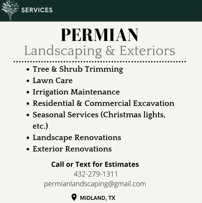 Professional yard maintenance experts serving Midland, TX - Permian Landscaping & Exteriors