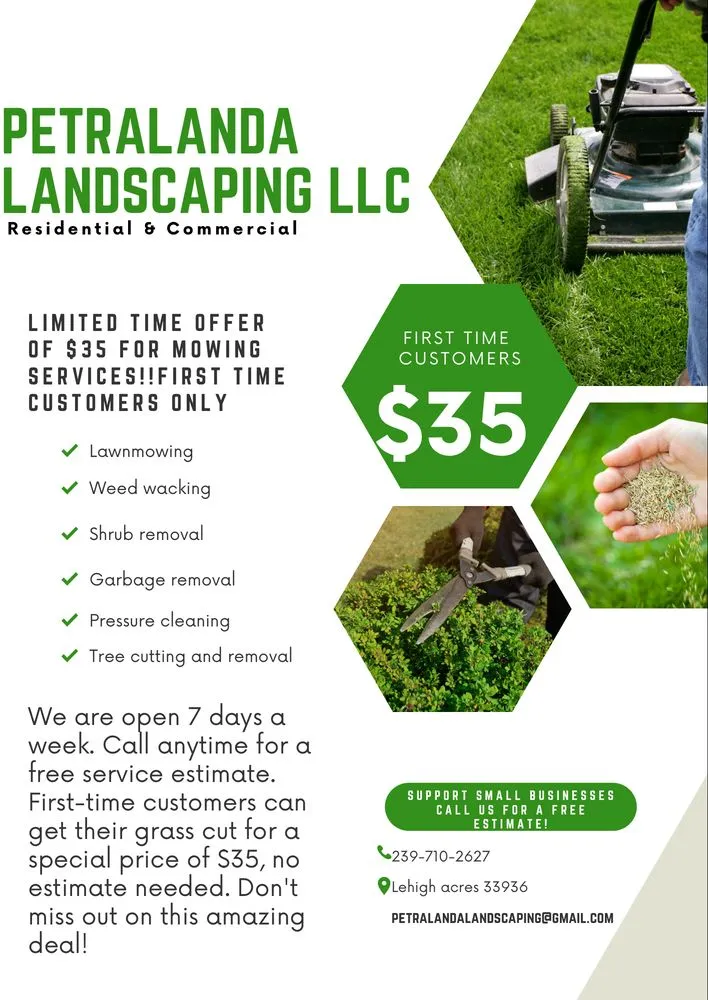 Reliable lawn mowing service for beautiful yards in Lehigh Acres, FL by Petralanda Landscaping