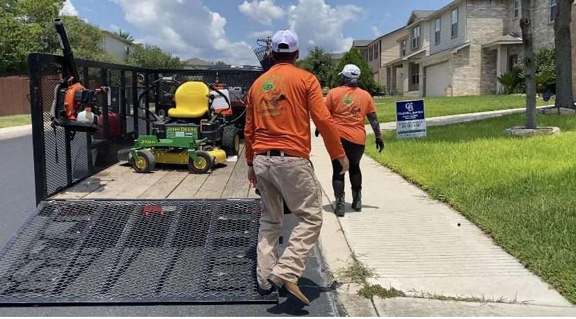 Custom landscape installation in Converse, TX by PGT&V Lawn Care & Landscapping