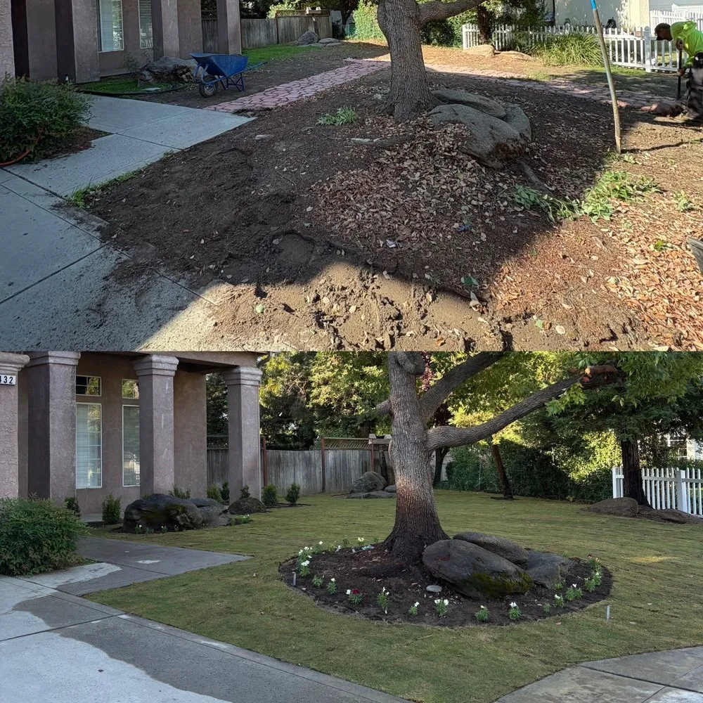 Top-rated lawn mowing service with custom design in Fresno, CA by Platinum Landscape