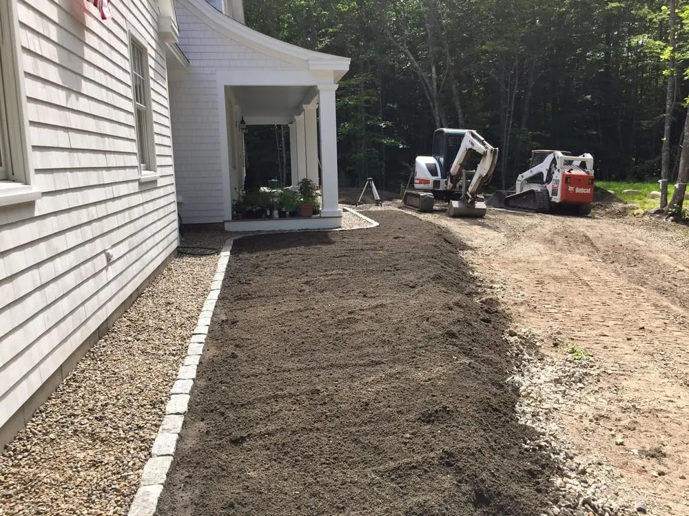 Custom garden landscaping in Falmouth, ME by Pray's Hardscape