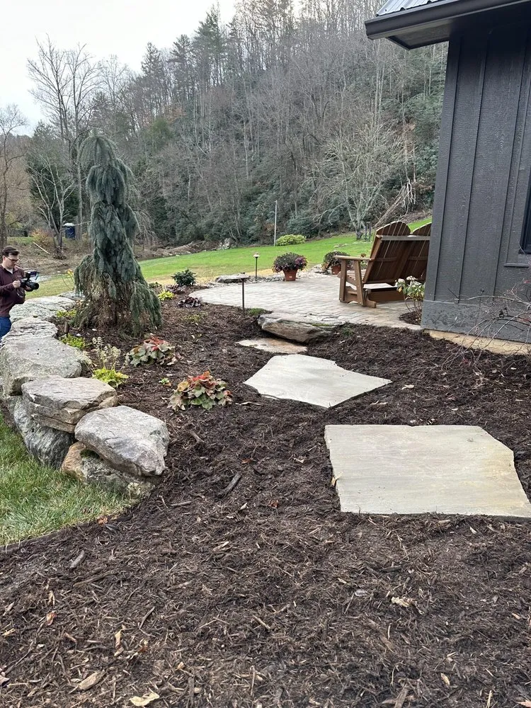 Professional lawn mowing service with custom design in Granite Falls, NC by Precision Landscaping And Design