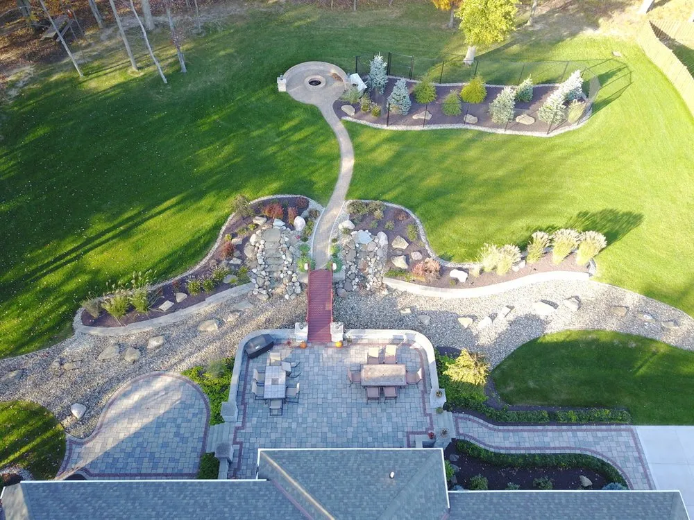 Custom garden landscaping with custom design in North Royalton, OH by Precision Landscaping