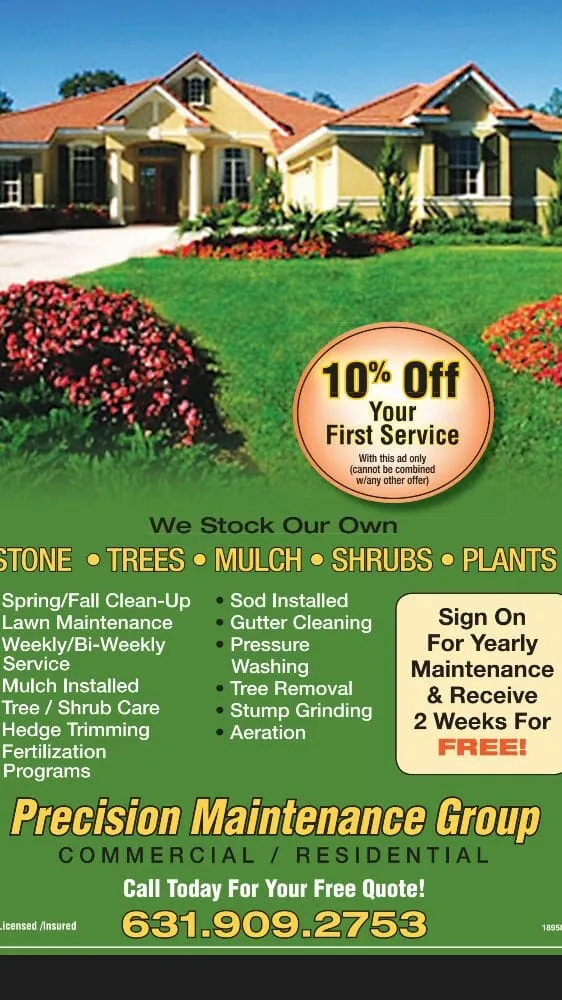 Trusted lawn mowing service for residential properties in Manorville, NY by Precision Maintenance Group