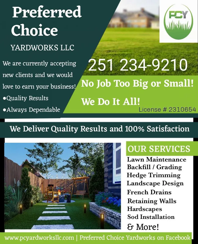 Custom landscape design in Wilmer, AL by Preferred Choice Yardworks