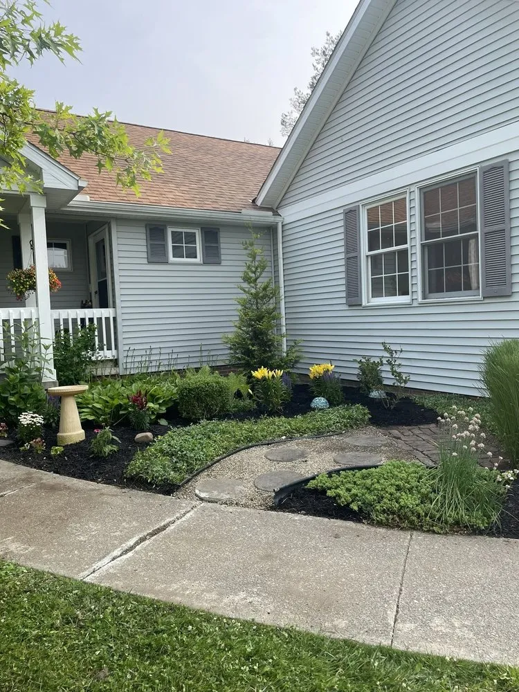 Custom garden landscaping with custom design across Middlefield, OH - Premier Pines Lawn and Landscape