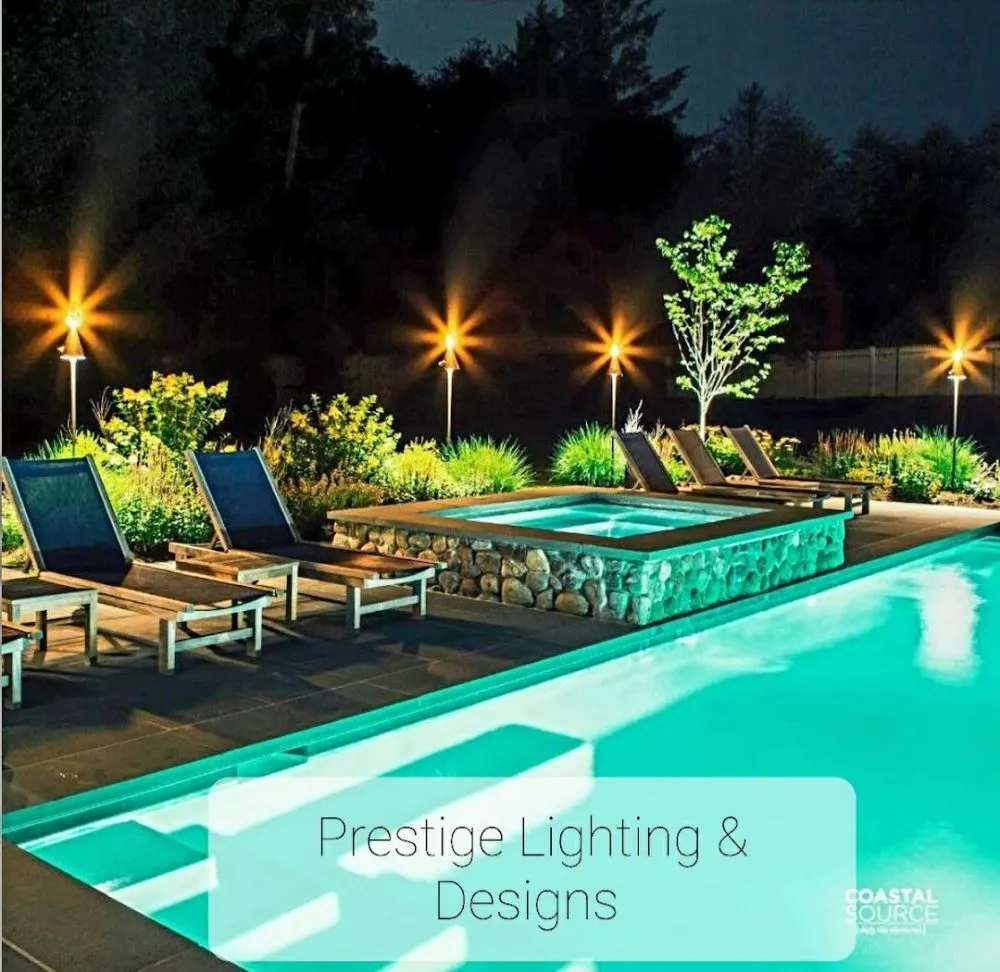 Custom landscape installation in Wilton, CT - Prestige Lighting & Design