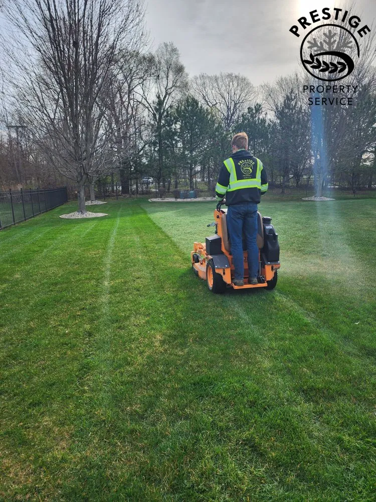 Custom residential landscaping for year-round maintenance in Schererville, IN by Prestige Property Service