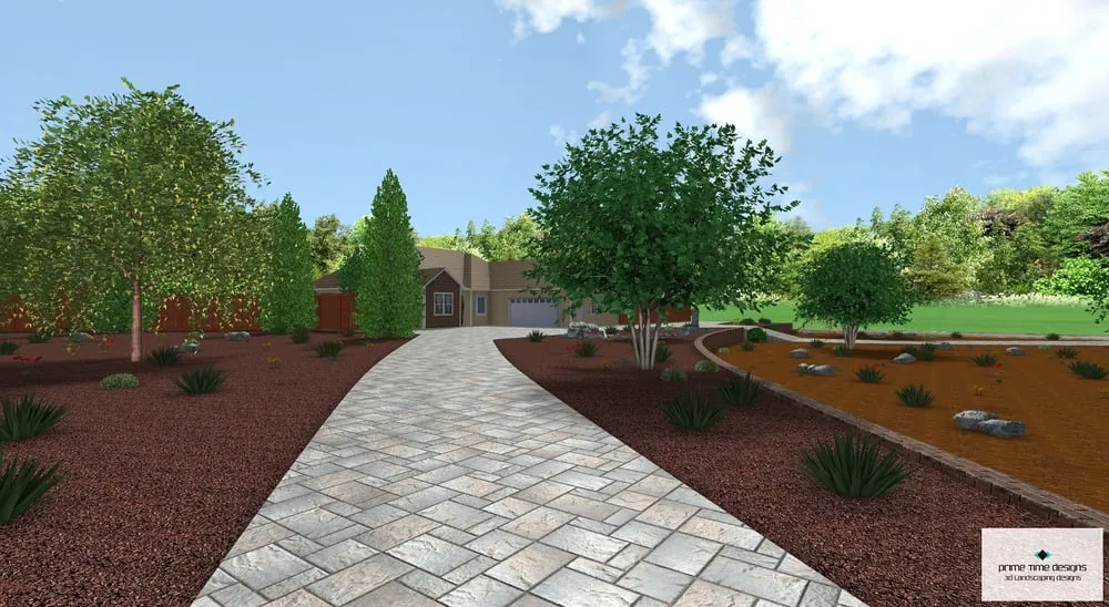 Expert garden landscaping for residential properties in Modesto, CA by Prime Time Designs
