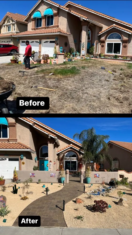 Custom lawn mowing service with custom design in San Bernardino, CA by Pro Masters Services