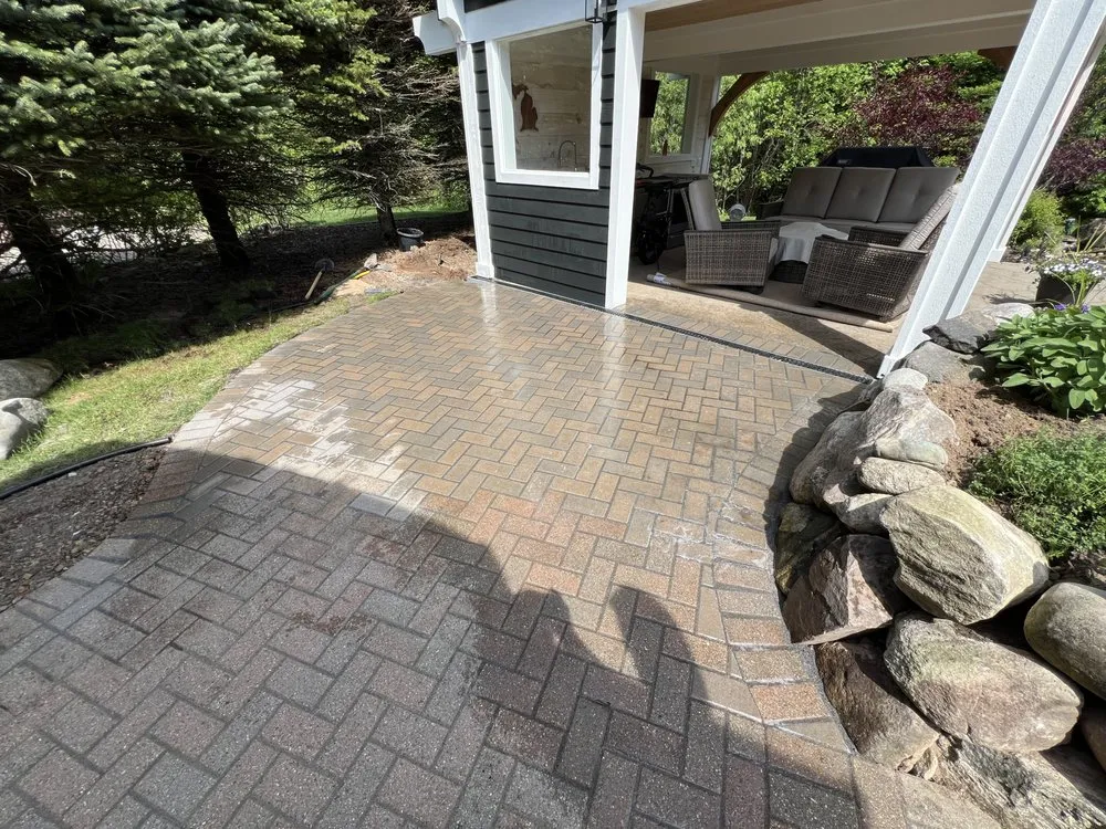 Custom garden landscaping for year-round maintenance in Alanson, MI by Pullova Landscaping