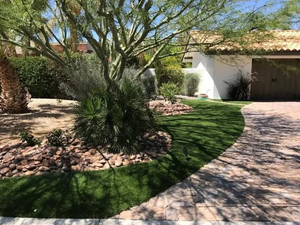 Custom landscape design for beautiful yards across Palm Desert, CA - Purchase Green Artificial Grass