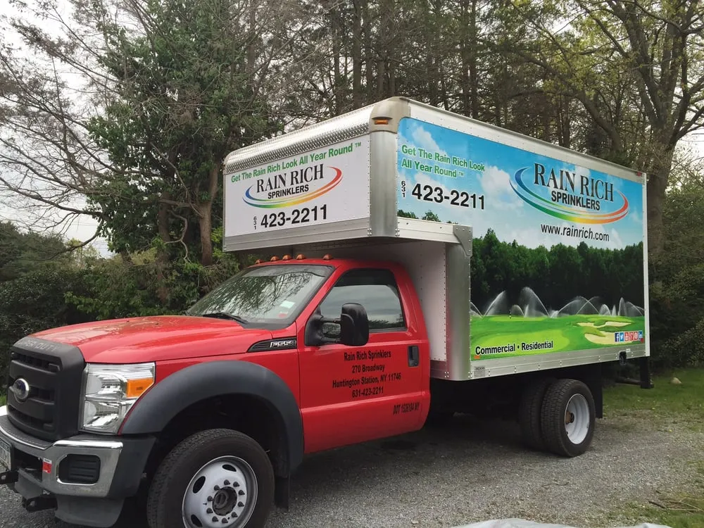 Local outdoor landscaping with custom design in Greenlawn, NY by Rain Rich Lawn Sprinklers