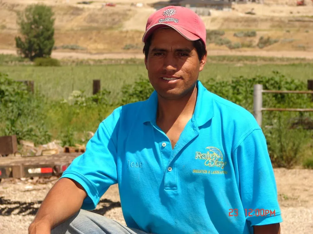 Custom lawn mowing service with custom design across Caldwell, ID - Rainy Day