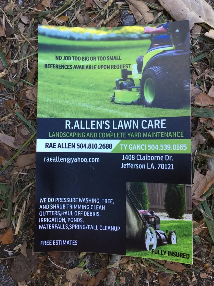 Top-rated landscape design experts serving Jefferson, LA - R.Allen's Lawn Care, Landscaping,and Complete Yard Maintenance