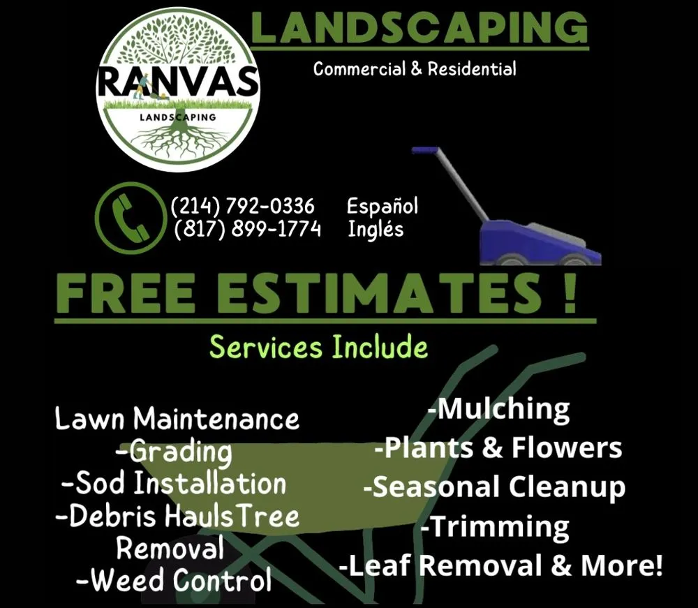 Top-rated lawn mowing service in Grand Prairie, TX by Ranvas Landscaping