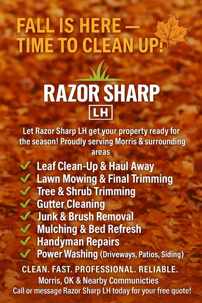 Custom lawn mowing service in Morris, OK by Razor Sharp Landscape and Handyman Services