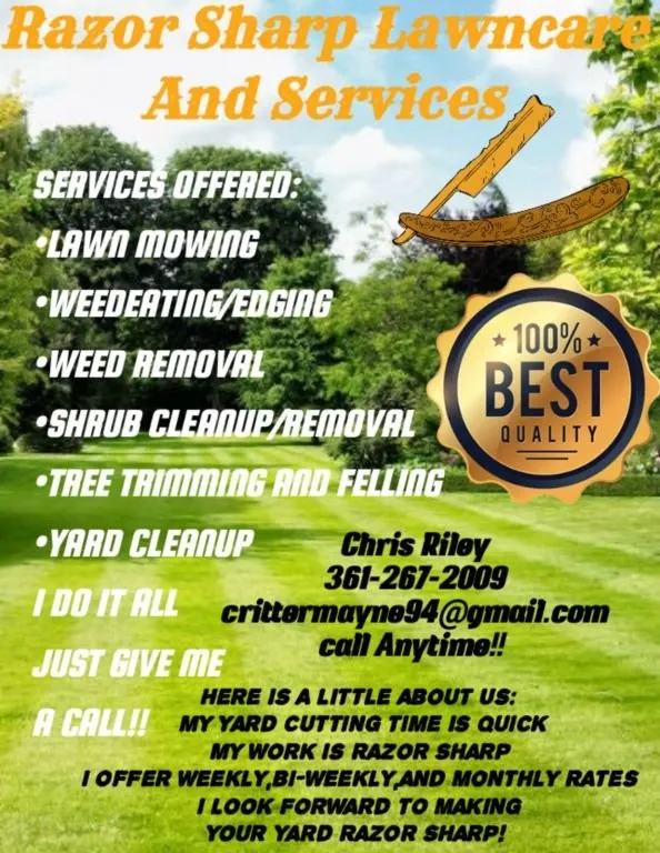 Local yard cleanup service for year-round maintenance in Robstown, TX by Razor Sharp Lawncare and Services