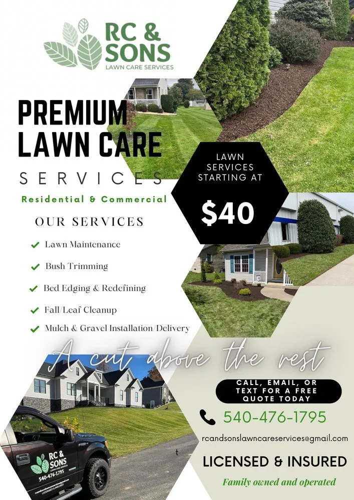 Top-rated yard maintenance experts serving Mount Crawford, VA - RC & Sons Lawn Care Services