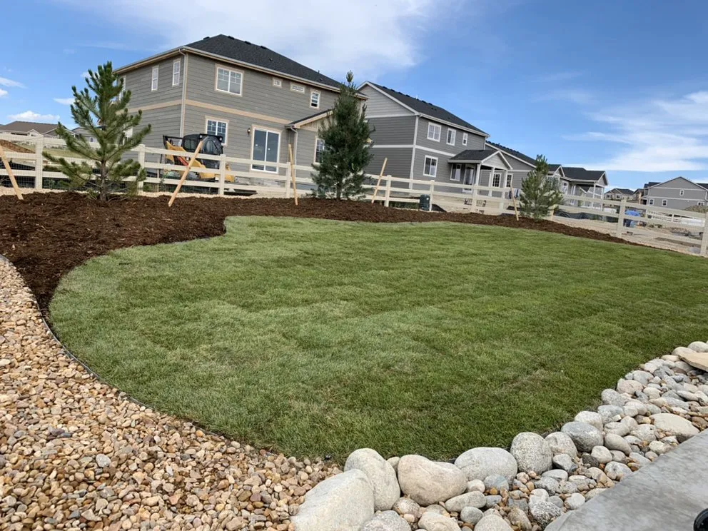 Professional lawn mowing service for residential properties in Castle Rock, CO by RC Landscape Design & Waterfalls