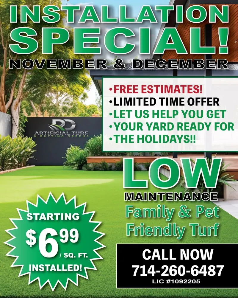 Local landscape installation in Garden Grove, CA - RD Turf and Putting Greens