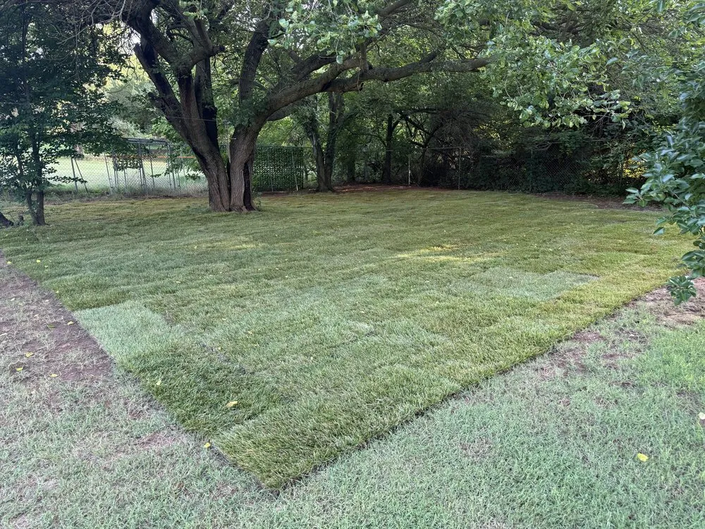Professional landscape installation in Luther, OK by Red Clay Sod Sales