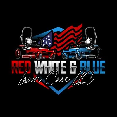 Red White & Blue Lawn Care Logo