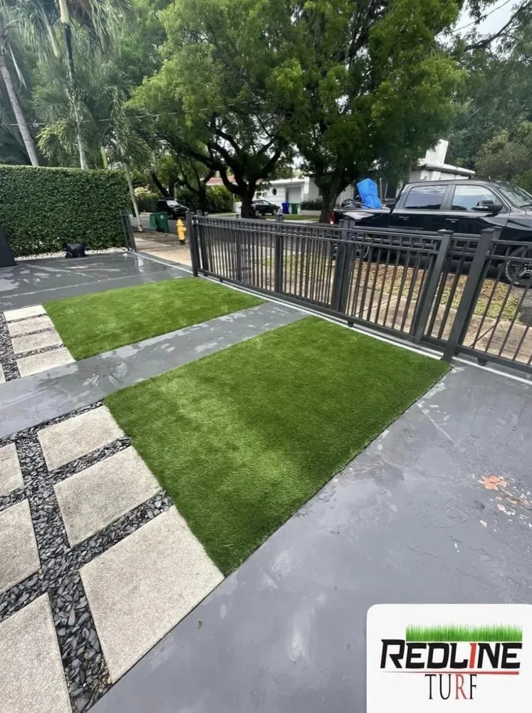 Custom landscape installation in Plantation, FL by Redline Turf & Lighting