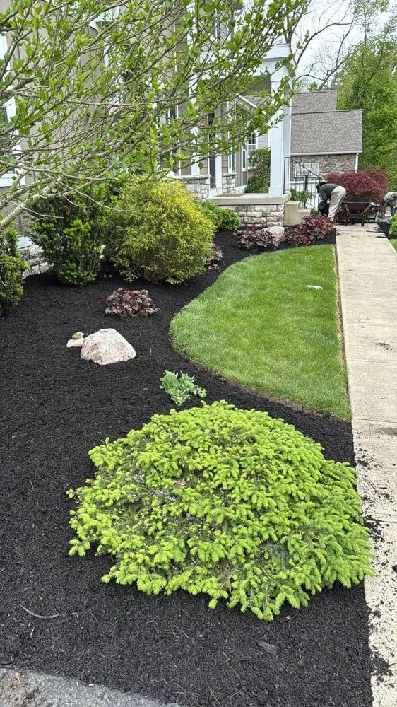 Custom yard cleanup service with custom design in Hilliard, OH by RedPines Landscaping