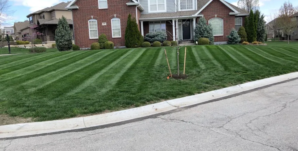 Professional lawn mowing service in Lees summit, MO by Redstone Landscapes