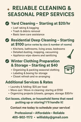 Reliable Cleaning & Seasonal Prep Services