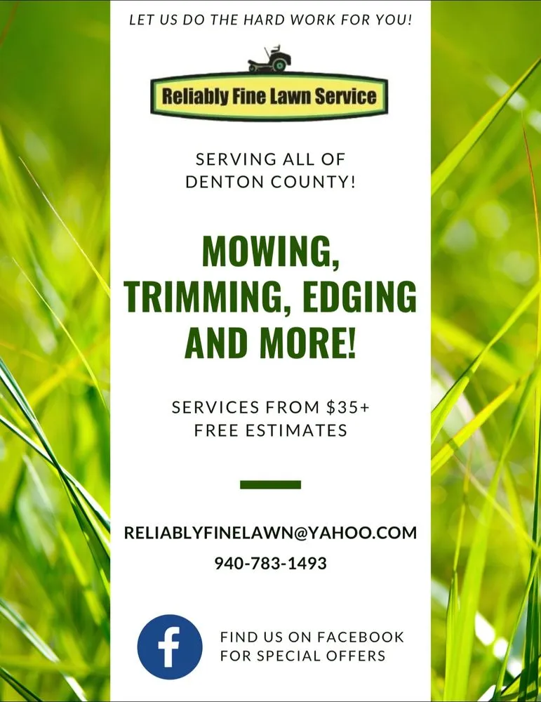 Affordable lawn care service in Krum, TX - Reliably Fine Lawn Service