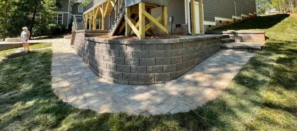 Custom residential landscaping in Lancaster, SC - Retaining Walls and Patio